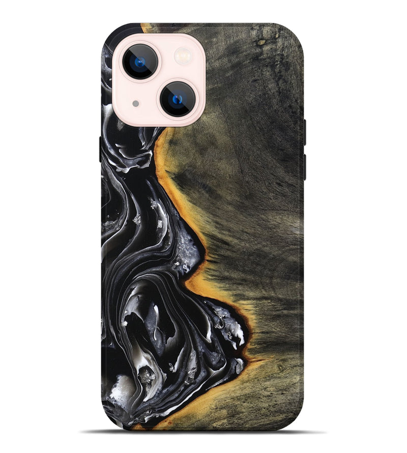 iPhone 14 Plus Wood Live Edge Phone Case - Carson (Black & White, 800705)