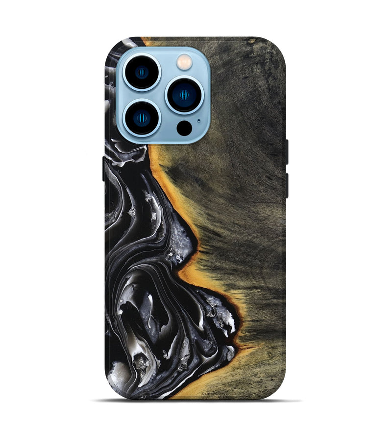 iPhone 14 Pro Wood Live Edge Phone Case - Carson (Black & White, 800705)
