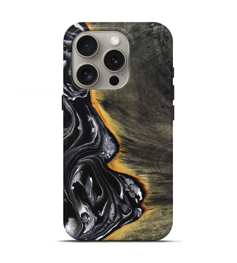 iPhone 16 Pro Wood Live Edge Phone Case - Carson (Black & White, 800705)