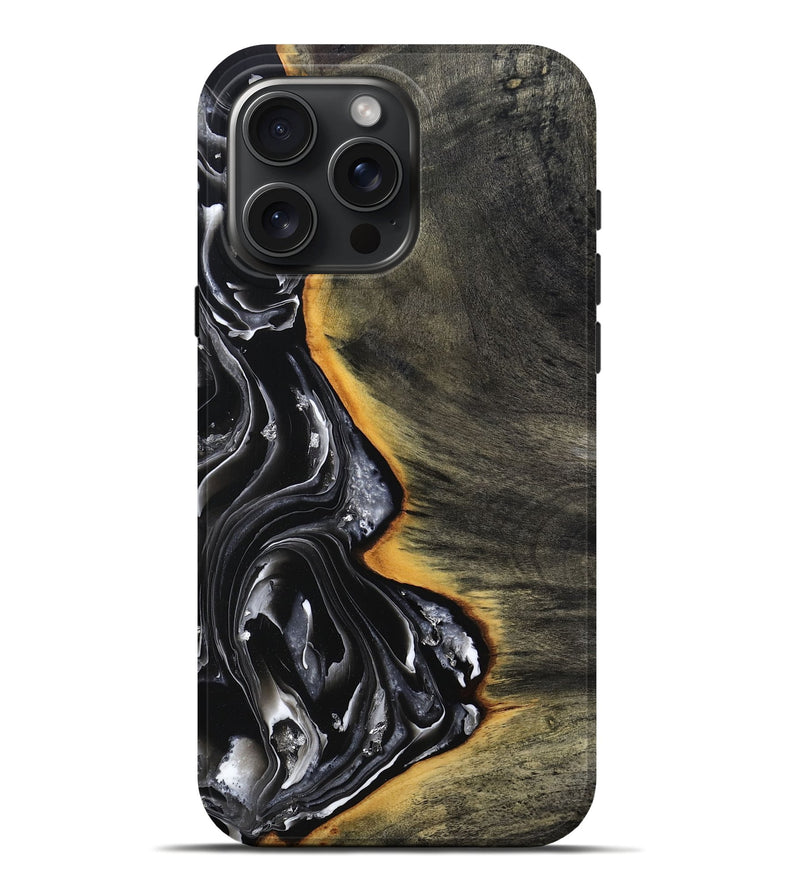 iPhone 16 Pro Max Wood Live Edge Phone Case - Carson (Black & White, 800705)