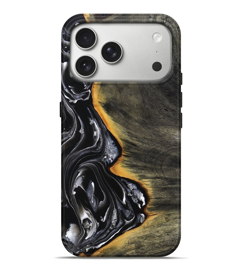 iPhone 17 Pro Max Wood Live Edge Phone Case - Carson (Black & White, 800705)