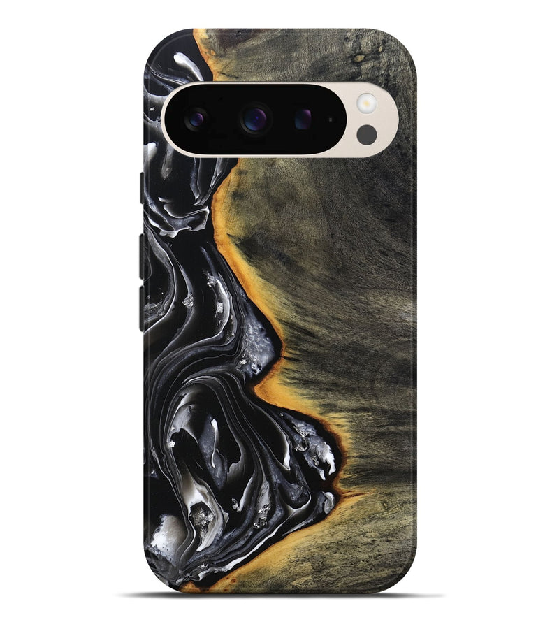 Pixel 9 Pro XL Wood Live Edge Phone Case - Carson (Black & White, 800705)