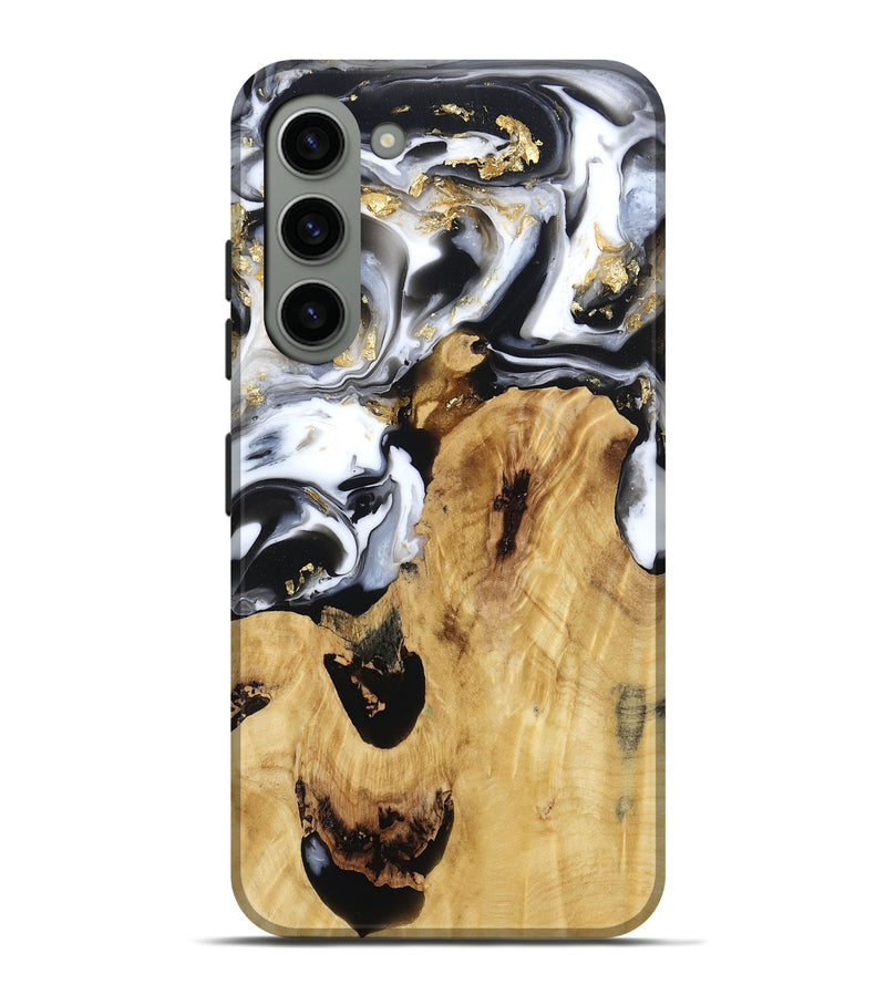 Galaxy S23 Plus Wood Live Edge Phone Case - Alvina (Black & White, 800706)