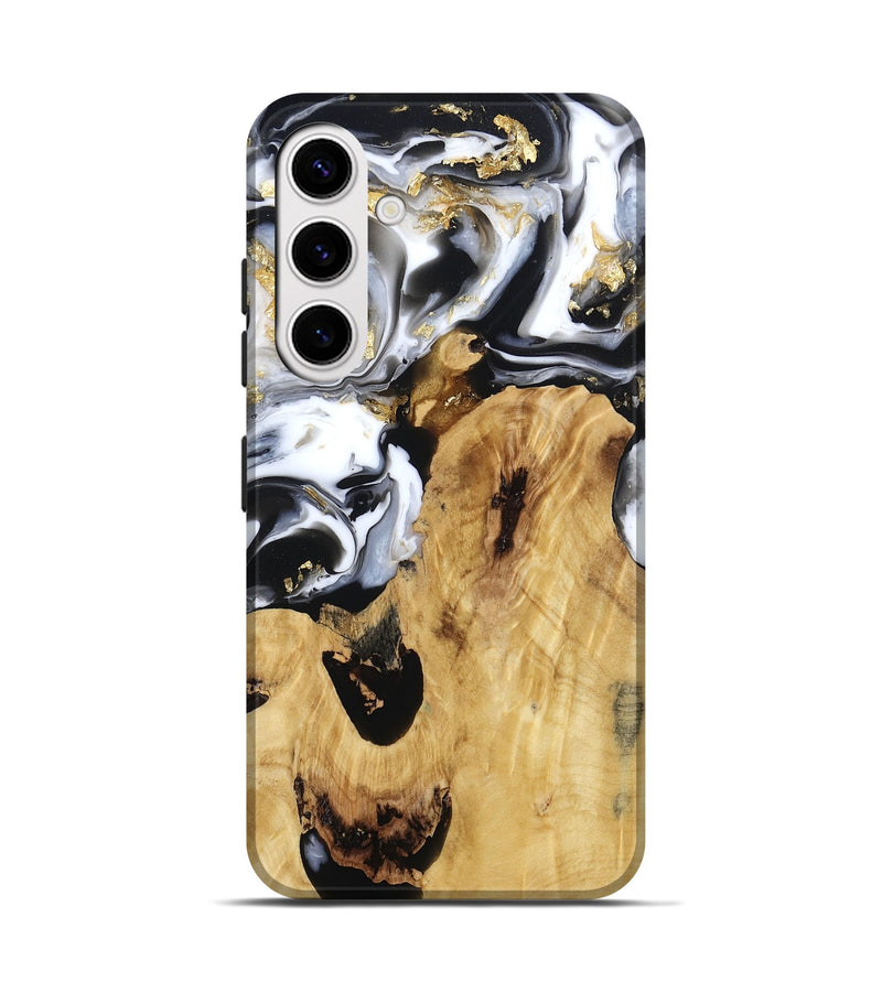 Galaxy S25 Wood Live Edge Phone Case - Alvina (Black & White, 800706)