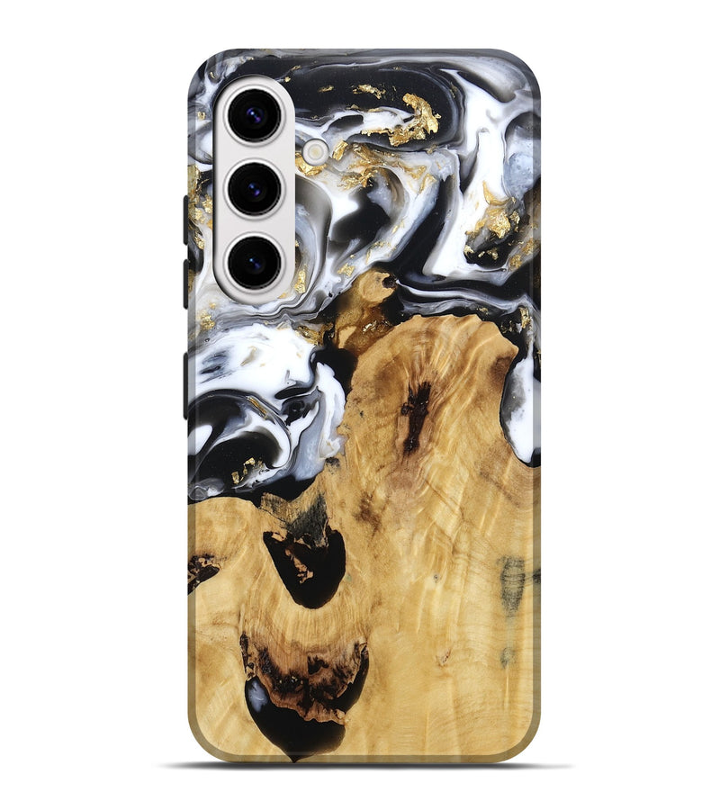 Galaxy S25 Plus Wood Live Edge Phone Case - Alvina (Black & White, 800706)