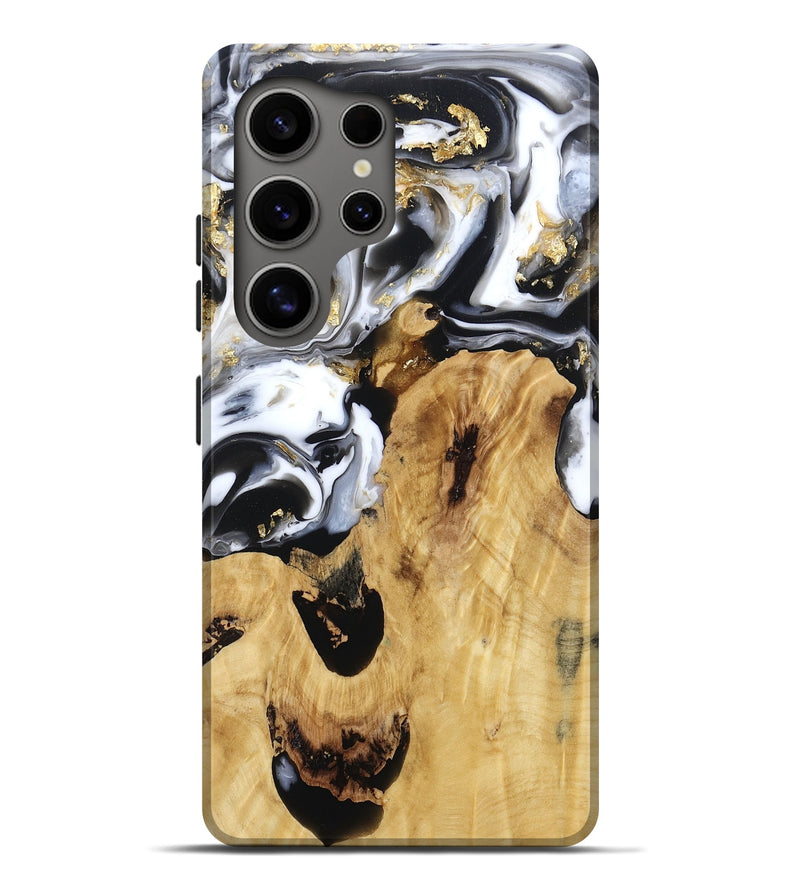 Galaxy S25 Ultra Wood Live Edge Phone Case - Alvina (Black & White, 800706)