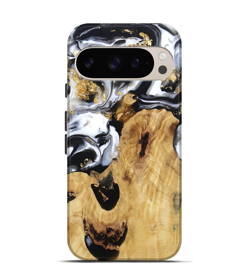 Pixel 9 Pro Wood Live Edge Phone Case - Alvina (Black & White, 800706)