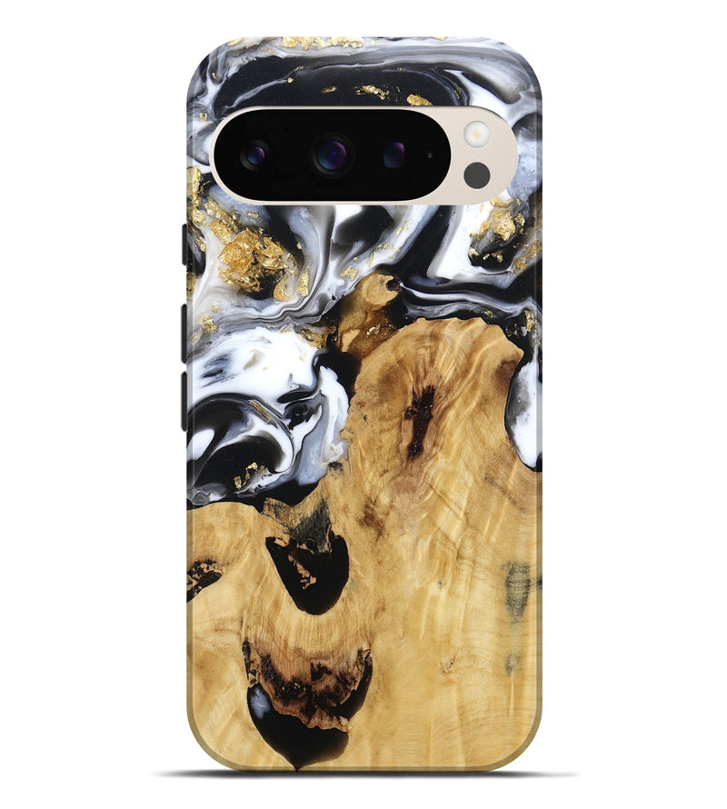 Pixel 9 Pro XL Wood Live Edge Phone Case - Alvina (Black & White, 800706)