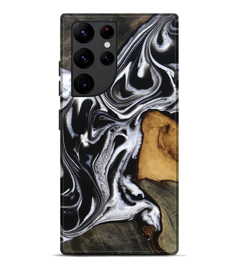 Galaxy S22 Ultra Wood Live Edge Phone Case - Adley (Black & White, 800707)