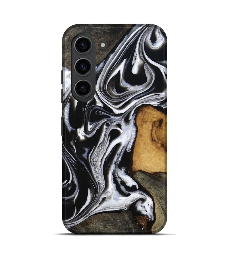 Galaxy S23 Wood Live Edge Phone Case - Adley (Black & White, 800707)