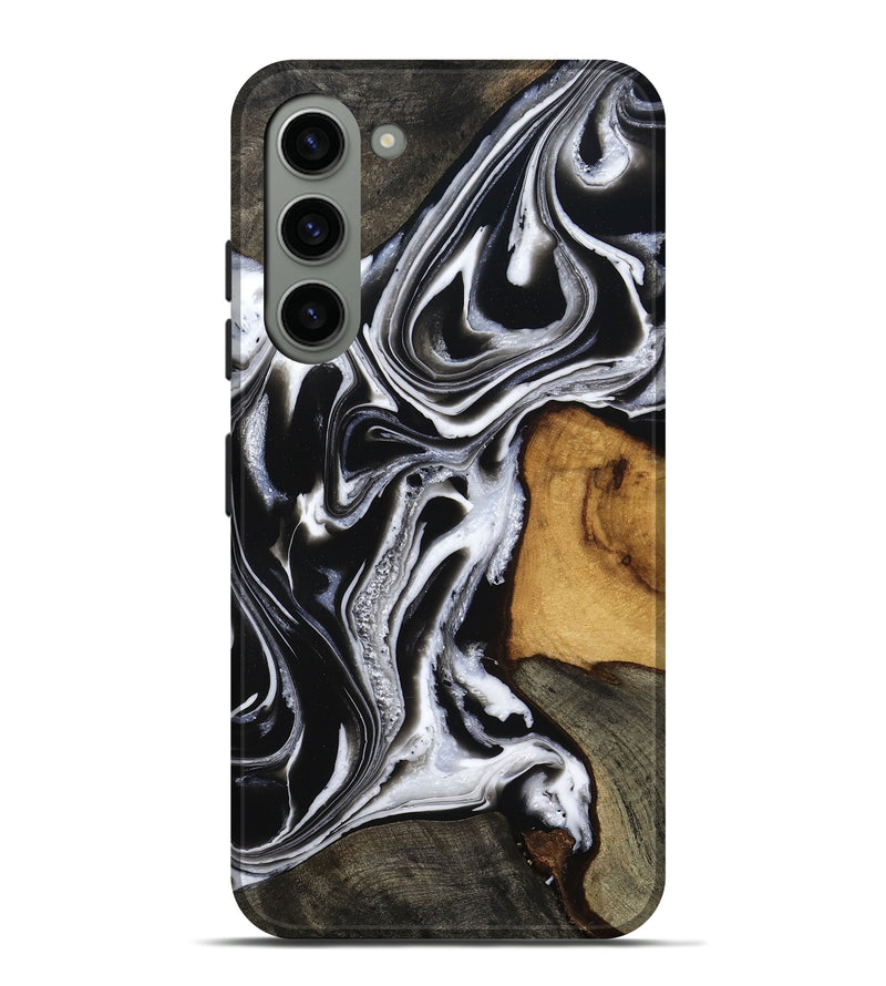 Galaxy S23 Plus Wood Live Edge Phone Case - Adley (Black & White, 800707)