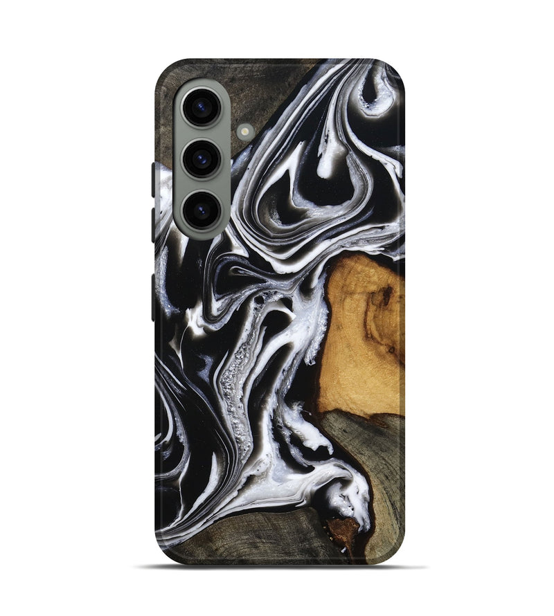 Galaxy S24 Wood Live Edge Phone Case - Adley (Black & White, 800707)
