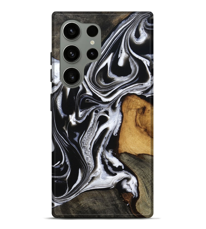 Galaxy S24 Ultra Wood Live Edge Phone Case - Adley (Black & White, 800707)