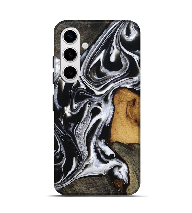 Galaxy S25 Wood Live Edge Phone Case - Adley (Black & White, 800707)