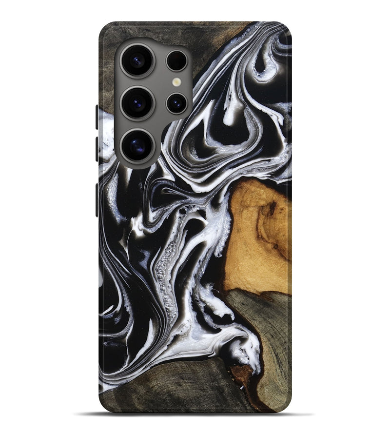 Galaxy S25 Ultra Wood Live Edge Phone Case - Adley (Black & White, 800707)