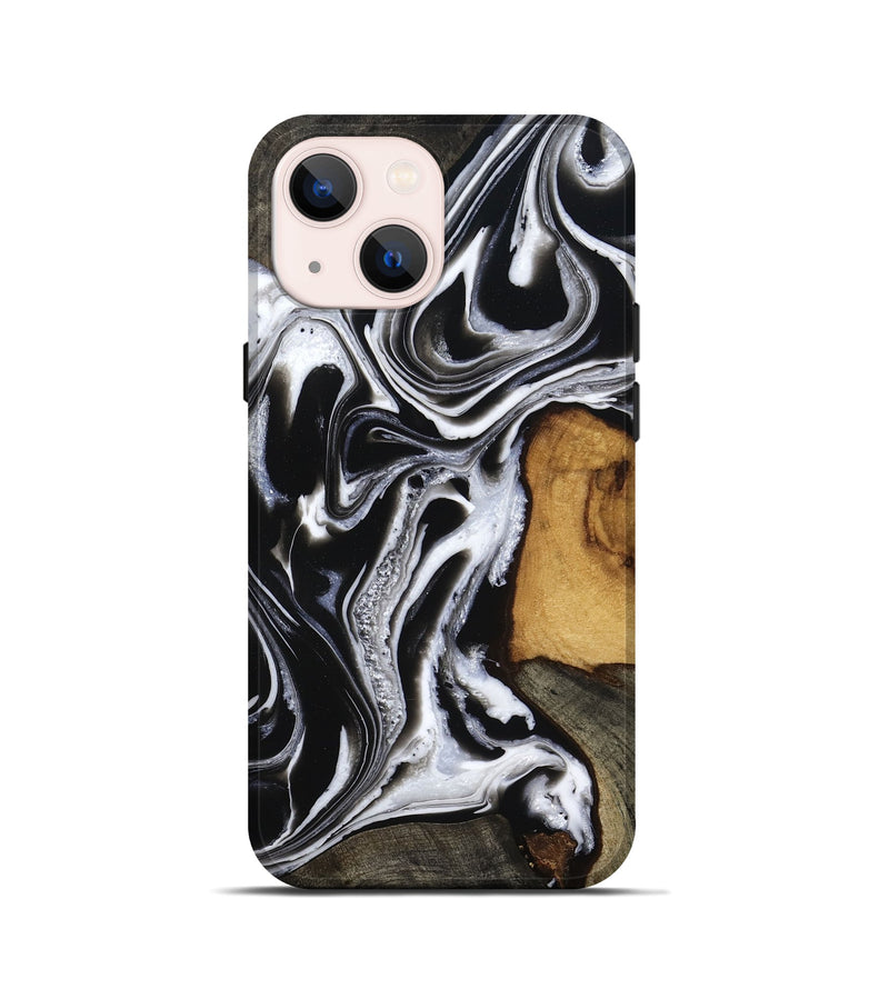 iPhone 13 mini Wood Live Edge Phone Case - Adley (Black & White, 800707)