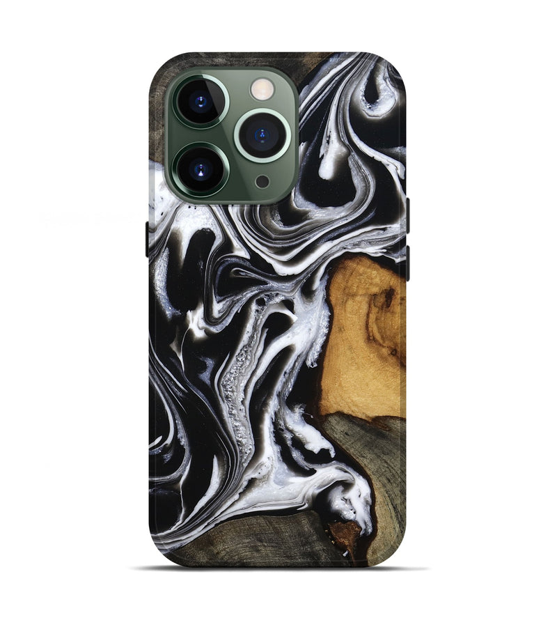 iPhone 13 Pro Wood Live Edge Phone Case - Adley (Black & White, 800707)