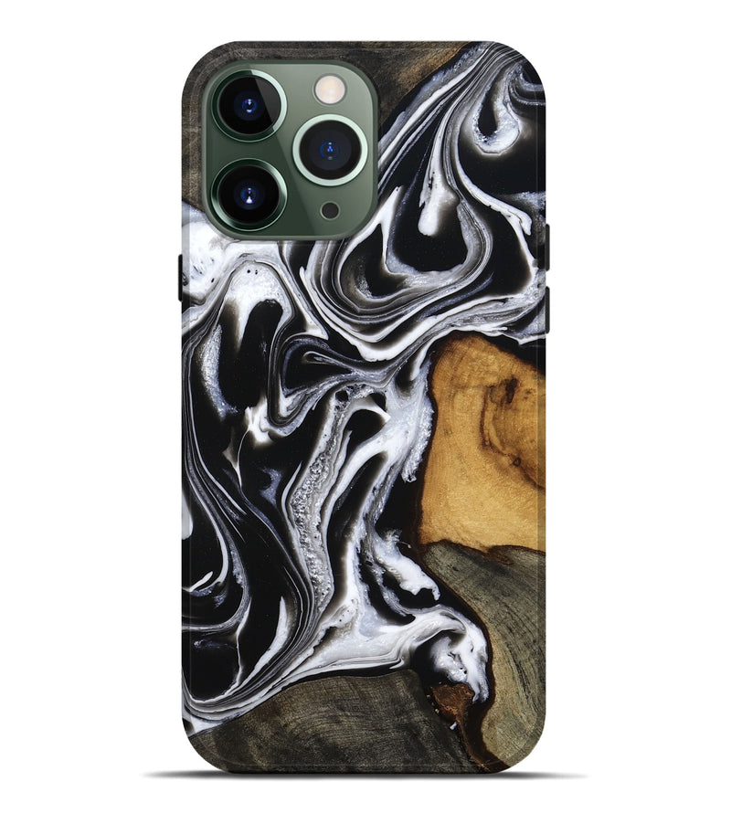 iPhone 13 Pro Max Wood Live Edge Phone Case - Adley (Black & White, 800707)