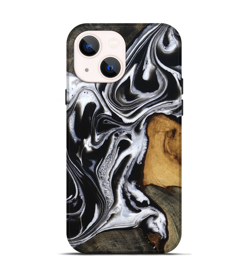 iPhone 14 Wood Live Edge Phone Case - Adley (Black & White, 800707)