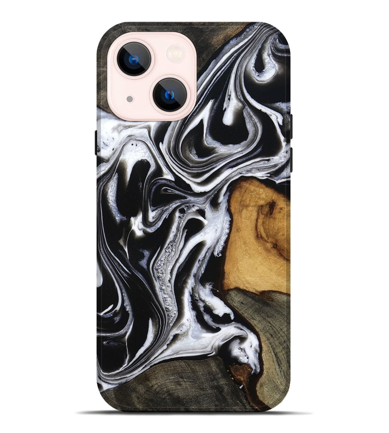 iPhone 14 Plus Wood Live Edge Phone Case - Adley (Black & White, 800707)