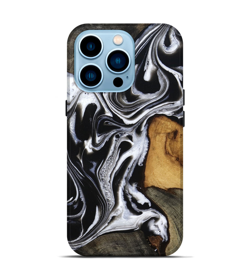iPhone 14 Pro Wood Live Edge Phone Case - Adley (Black & White, 800707)
