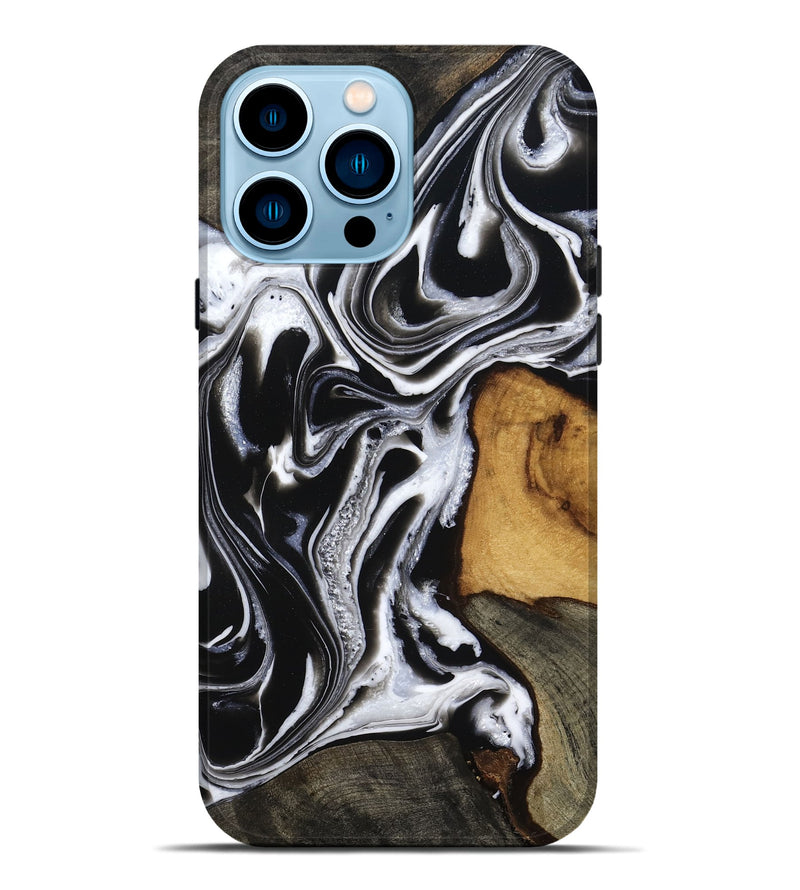 iPhone 14 Pro Max Wood Live Edge Phone Case - Adley (Black & White, 800707)