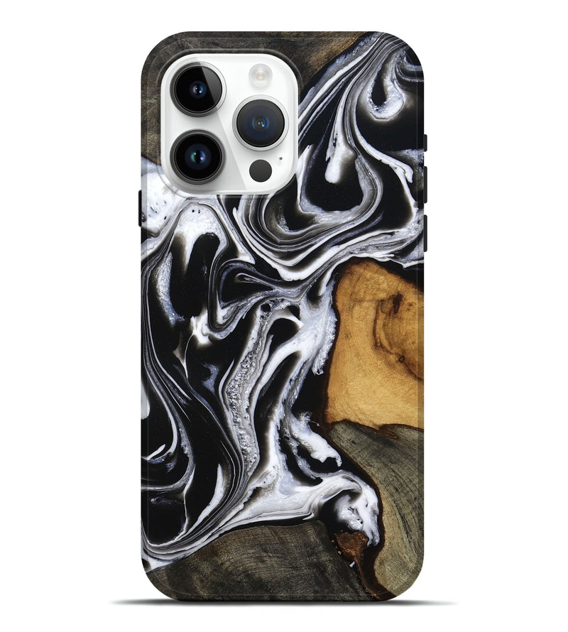 iPhone 15 Pro Max Wood Live Edge Phone Case - Adley (Black & White, 800707)