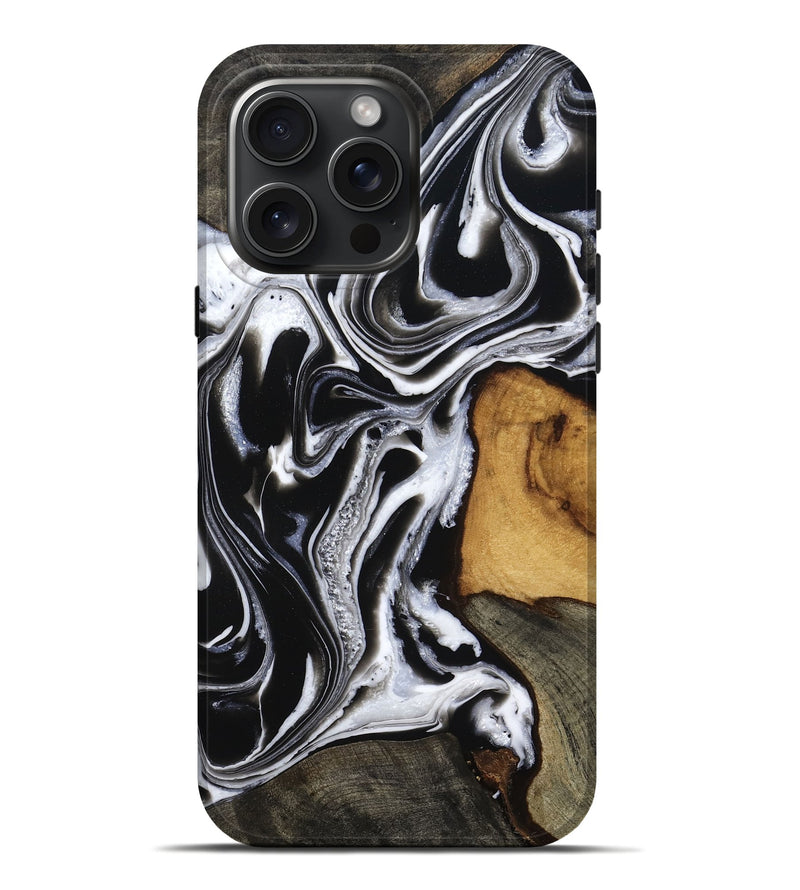 iPhone 16 Pro Max Wood Live Edge Phone Case - Adley (Black & White, 800707)