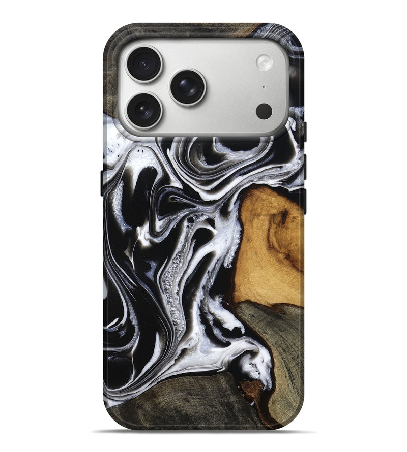 iPhone 17 Pro Max Wood Live Edge Phone Case - Adley (Black & White, 800707)