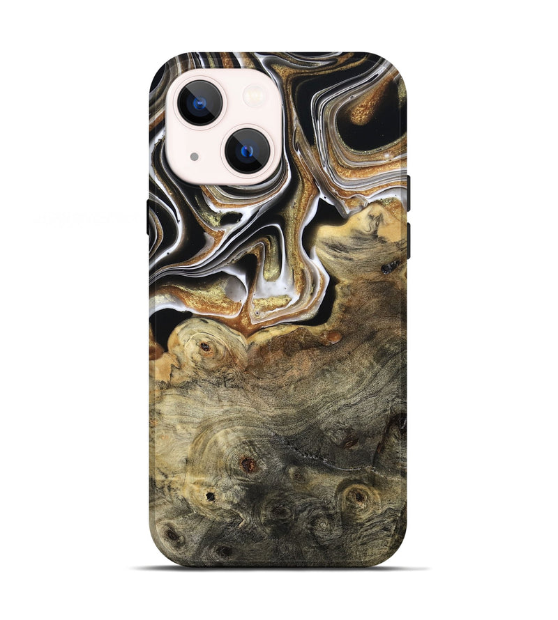iPhone 13 Wood Live Edge Phone Case - Kaylyn (Black & White, 800710)
