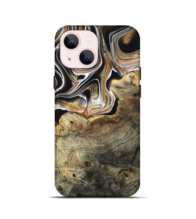 iPhone 13 mini Wood Live Edge Phone Case - Kaylyn (Black & White, 800710)