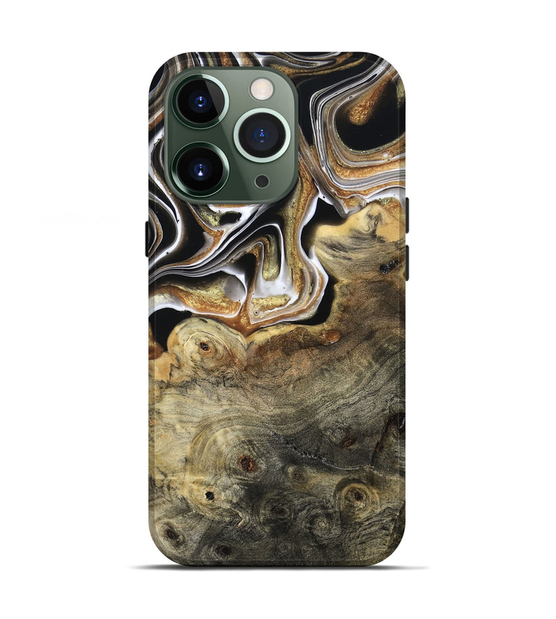 iPhone 13 Pro Wood Live Edge Phone Case - Kaylyn (Black & White, 800710)