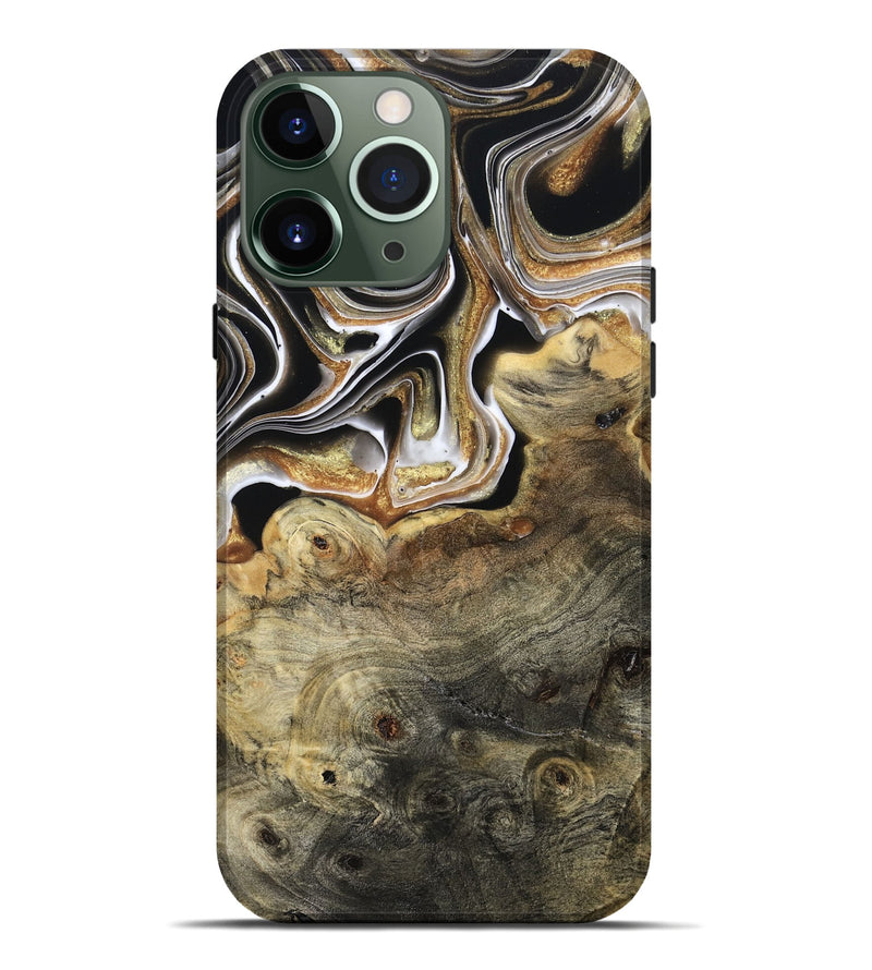 iPhone 13 Pro Max Wood Live Edge Phone Case - Kaylyn (Black & White, 800710)