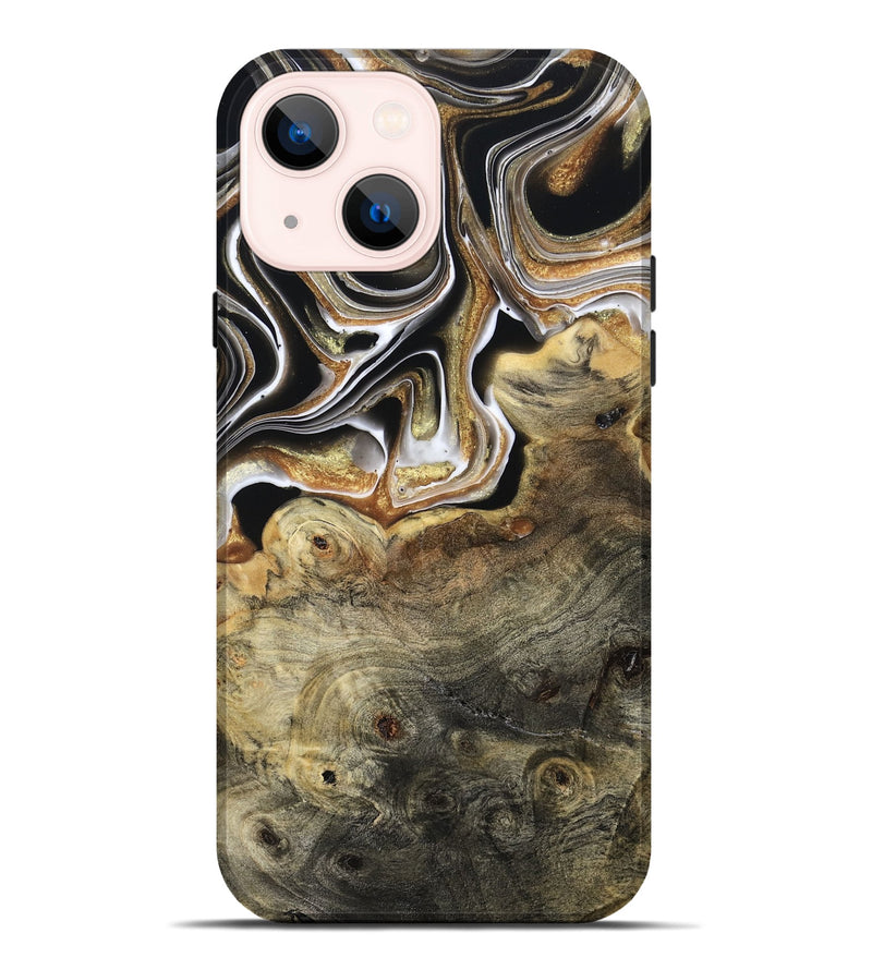 iPhone 14 Plus Wood Live Edge Phone Case - Kaylyn (Black & White, 800710)