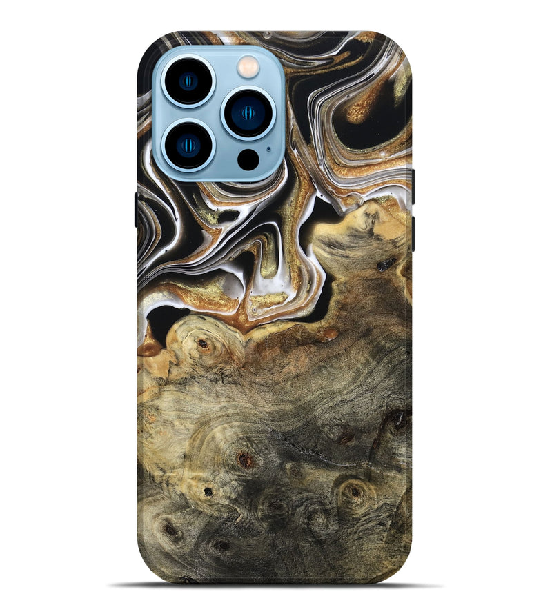 iPhone 14 Pro Max Wood Live Edge Phone Case - Kaylyn (Black & White, 800710)