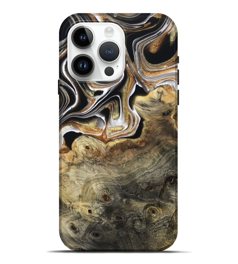 iPhone 15 Pro Max Wood Live Edge Phone Case - Kaylyn (Black & White, 800710)