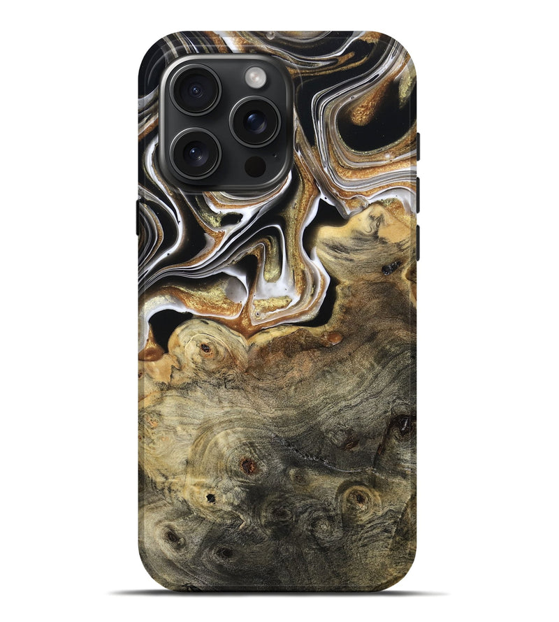 iPhone 16 Pro Max Wood Live Edge Phone Case - Kaylyn (Black & White, 800710)
