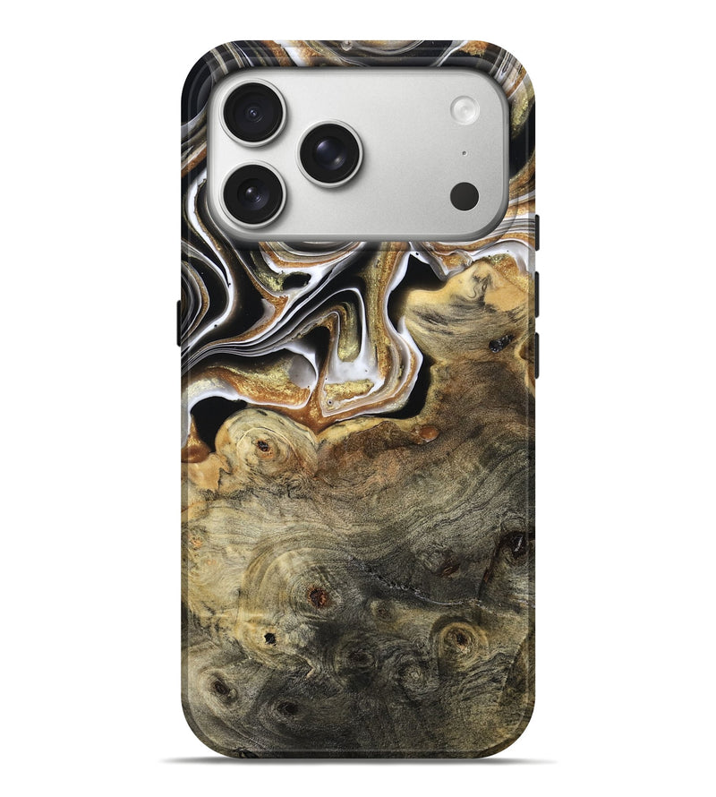 iPhone 17 Pro Max Wood Live Edge Phone Case - Kaylyn (Black & White, 800710)