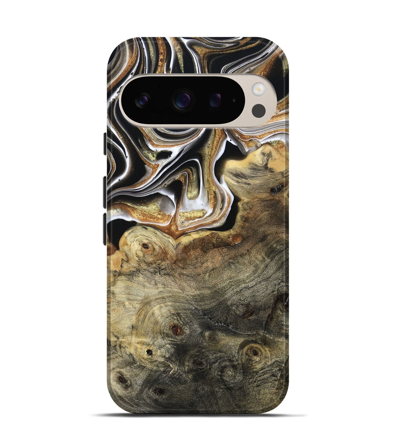 Pixel 9 Pro Wood Live Edge Phone Case - Kaylyn (Black & White, 800710)