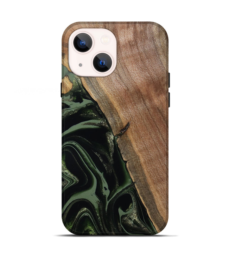 iPhone 13 Wood Live Edge Phone Case - Josh (Green, 800716)