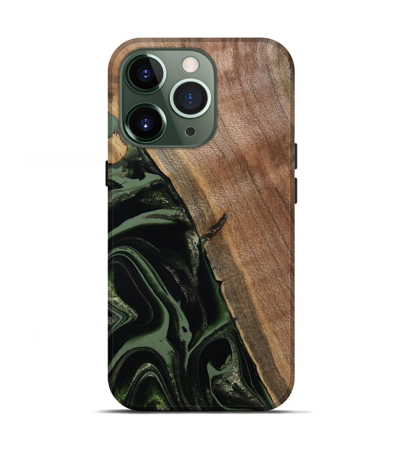 iPhone 13 Pro Wood Live Edge Phone Case - Josh (Green, 800716)