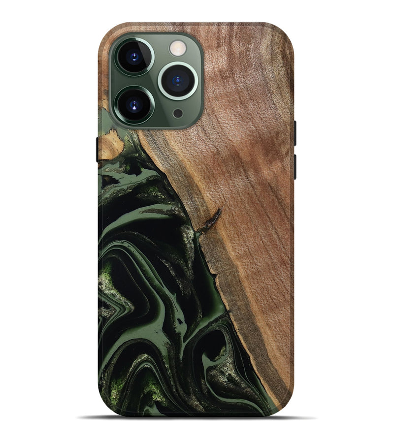 iPhone 13 Pro Max Wood Live Edge Phone Case - Josh (Green, 800716)