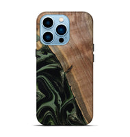 iPhone 14 Pro Wood Live Edge Phone Case - Josh (Green, 800716)