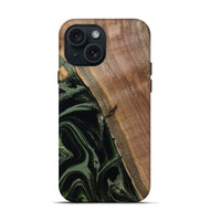 iPhone 15 Wood Live Edge Phone Case - Josh (Green, 800716)