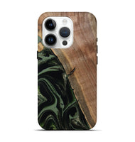 iPhone 15 Pro Wood Live Edge Phone Case - Josh (Green, 800716)