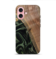 iPhone 16 Wood Live Edge Phone Case - Josh (Green, 800716)