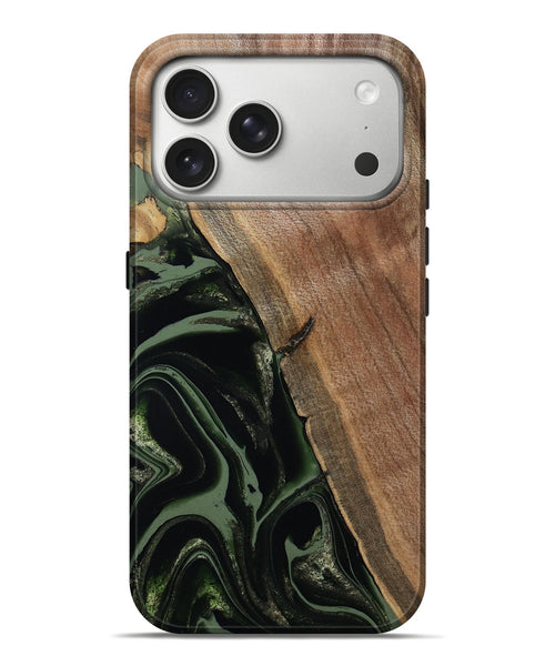 iPhone 17 Pro Max Wood Live Edge Phone Case - Josh (Green, 800716)