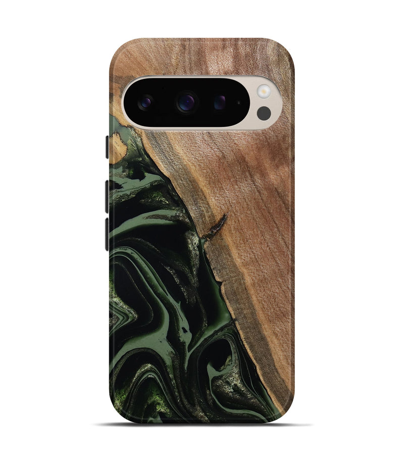 Pixel 9 Pro Wood Live Edge Phone Case - Josh (Green, 800716)