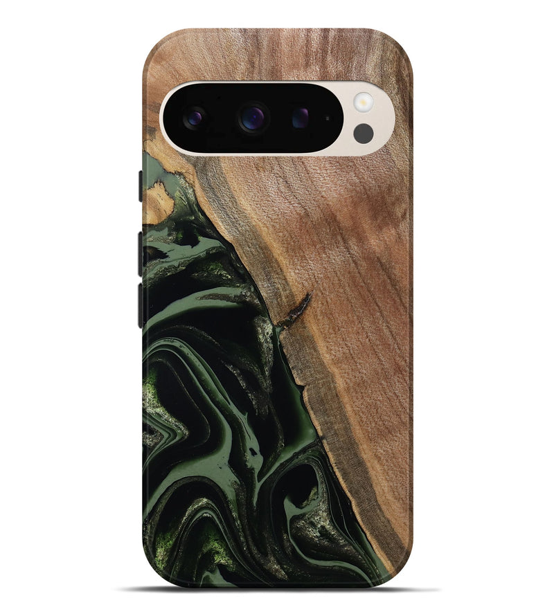 Pixel 9 Pro XL Wood Live Edge Phone Case - Josh (Green, 800716)