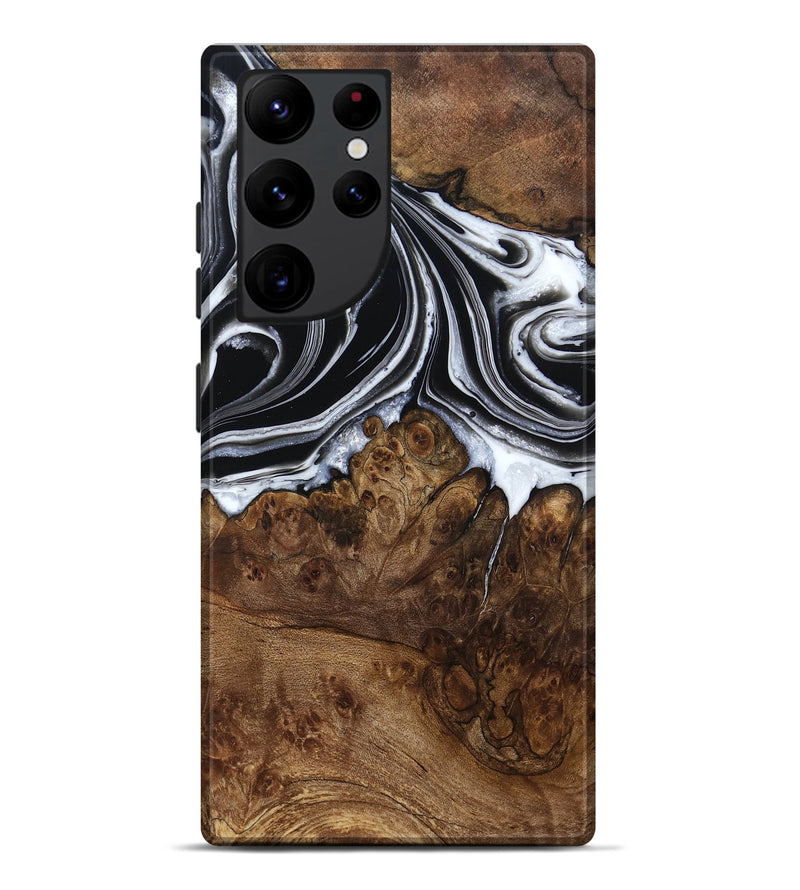 Galaxy S22 Ultra Wood Live Edge Phone Case - Ezekiel (Black & White, 800717)